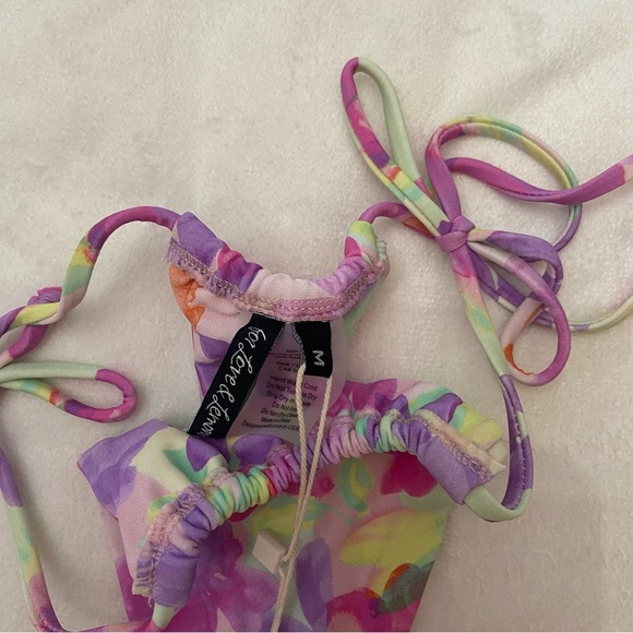 New! For Love And Lemons Colorful Floral Cydney Thong Bikini Bottom 1938 - Picture 4 of 10